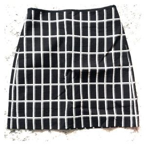loft | black and white checked pencil skirt